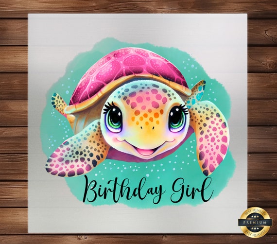Turtle Birthday Girl DTF Transfer: Adorable Kids' Tee Design