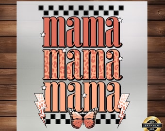 Retro Checkered Mama DTF Transfer: Vintage Mom Apparel