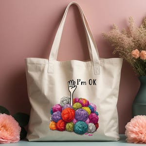 Overwhelmed Knitter DTF Transfer: Funny Yarn Lover Shirt image 6