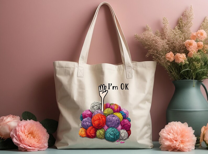 Overwhelmed Knitter DTF Transfer: Funny Yarn Lover Shirt image 6