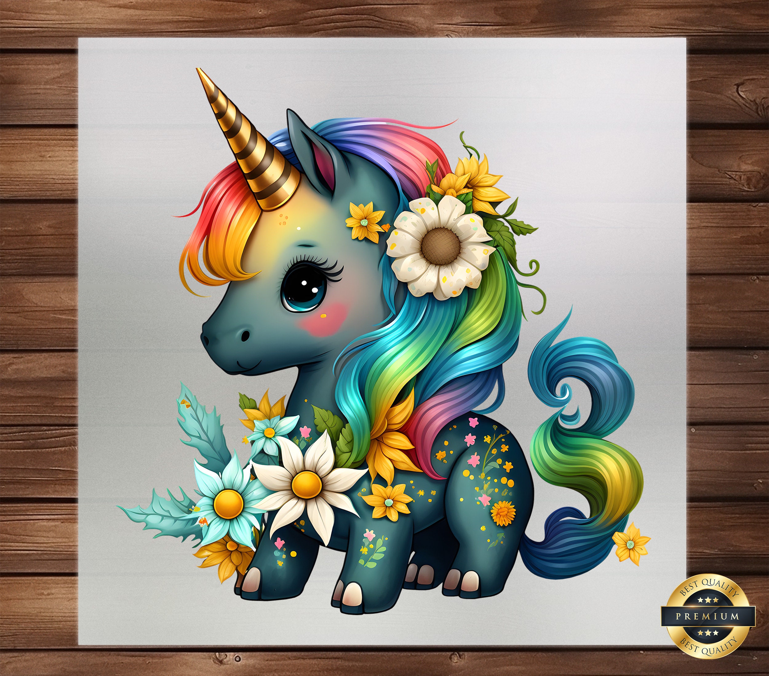 Cute Unicorn Floral DTF Transfer, Adorable Kids Design, Easy Iron-On, Ready To Press, Baby designs, Unique DIY Design