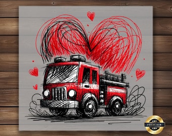 Baby Fire Truck Valentine's Day DTF Transfer: DIY Apparel