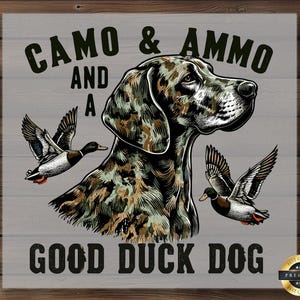 Hunting Dog DTF Transfer, Camo Duck Hunting, Ready to Press, DIY Outdoor Shirt, Waterfowl Retriever Art, Rustic Hunter Print, Wildlife Style