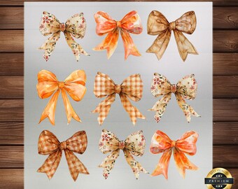 Pumpkin Bow DTF Transfer Retro Fall Iron On Ready to Press