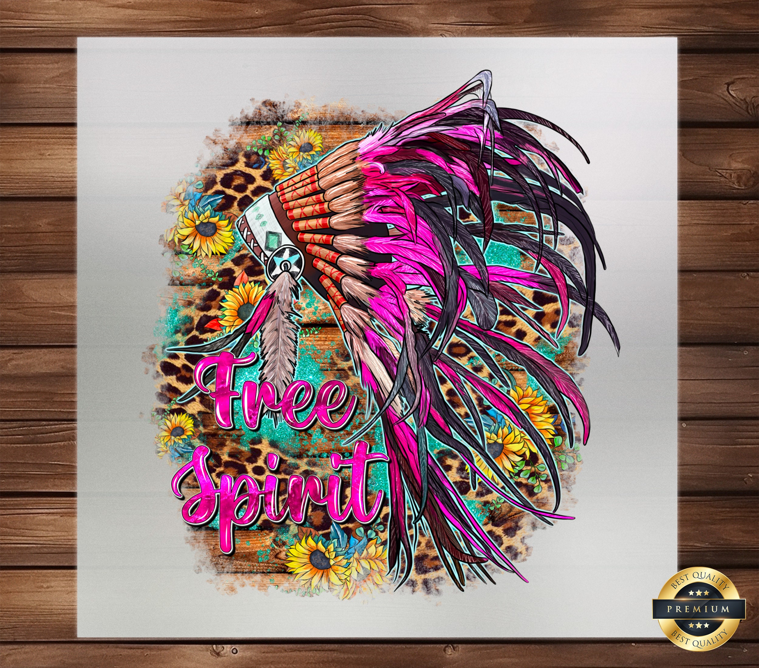 Free Spirit Native American Indian Headdress DTF Transfer - Bohemian Feather Design for DIY Textile Projects, Easy Iron-On and Heat Press