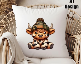 Baby Highland Cow Clipart DTF Transfer, Western Theme, Set of 6 Different Designs, Ready to Press Iron on Decal, DIY Craft Supply