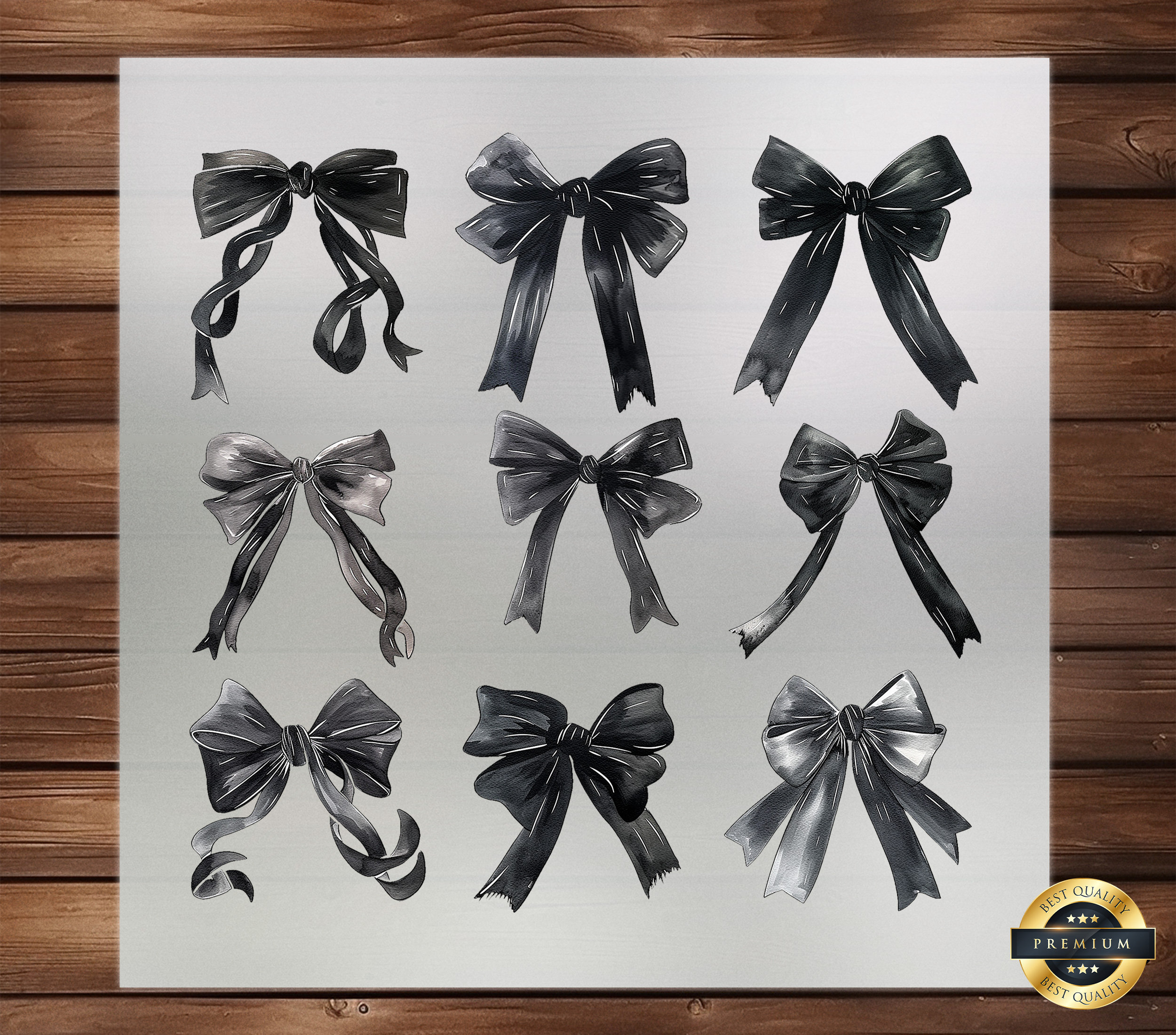 Black Bow Collage DTF Transfer, Chic Design, High-Quality Iron on Decal, Easy Application, Perfect for Custom Apparel, DIY Craft Supply