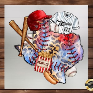 Baseball Texas Map DTF Transfer, A Home Run for Texas Baseball Fans, Ready-to-Apply Design for Sports Enthusiasts, Patriotic Design