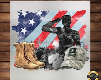 Veteran Army DTF Transfer: Patriotic Military Apparel Design