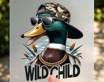 Wild Child Mallard Duck DTF Transfer, Southern Duck Hunting Ready to Press