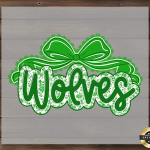 Wolves DTF Transfer, Floral Script, Mascot Shirt Design