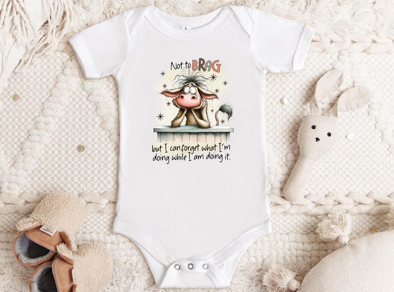 Not To Brag DTF Transfer: Funny Cow Forgetful Quote Sarcastic Farm Shirt Design image 10