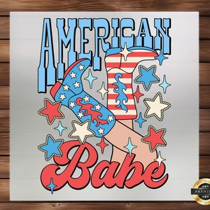 American Babe 4th of July DTF Transfer: Patriotic Apparel Design