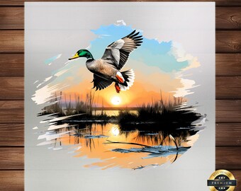 Mallard Duck Hunting DTF Transfer: Vibrant Waterfowl Apparel Accent