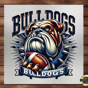 Bulldogs School Spirit DTF Transfer, Dynamic Mascot Theme, Easy Application for Team Pride, Ready to Press, Hoodie DTF, Detailed Fabric Art
