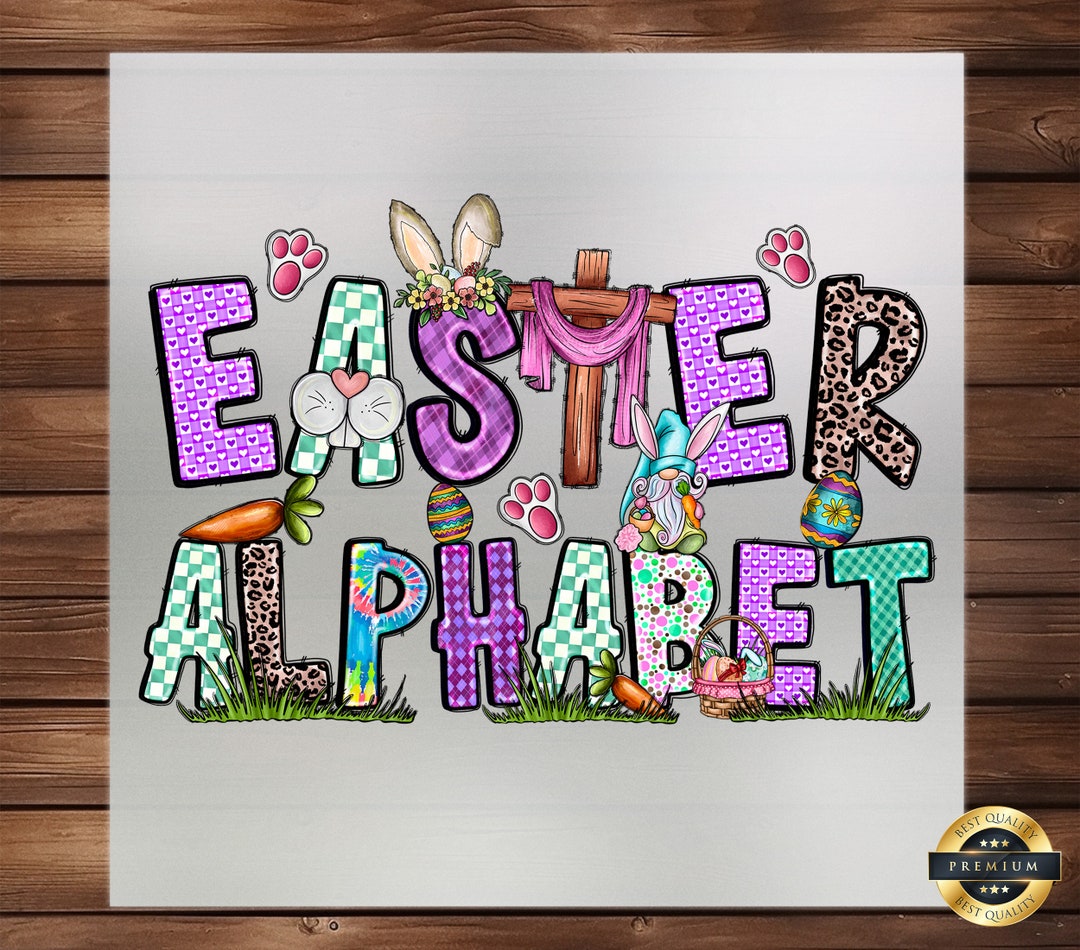 Easter Doodle Alphabet DTF Transfer, Colorful and Whimsical Letters ...