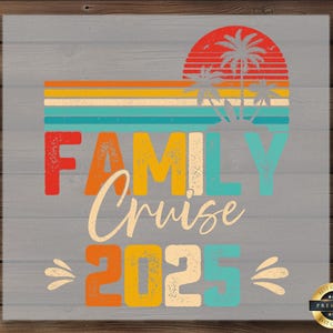 Family Cruise 2025 DTF Transfer: Retro Sunset Beach Design