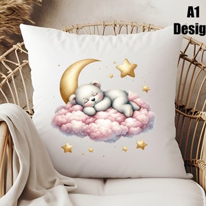 Sleepy Baby Teddy Bear DTF Transfer, 6 Different Designs, Cute Bedtime Graphics, Iron on Decal, Ready Press, Custom Kids Apparel, DIY Craft