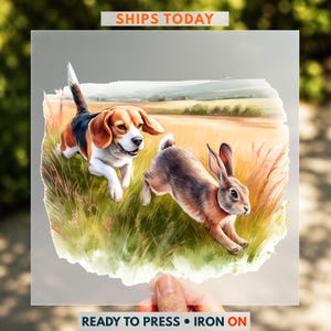 Beagle Rabbit Hunting DTF Transfer, Southern Hunt Dog Ready to Press