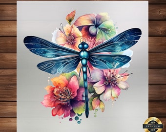 Dragonfly Floral DTF Transfer: Iron-On Decal, Custom Apparel