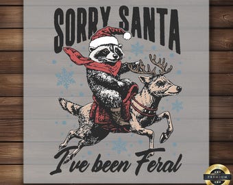 Raccoon Riding Reindeer DTF Transfer Funny Christmas Ready to Press