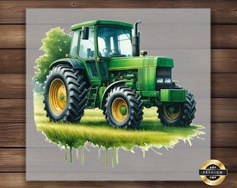 Red and Green Tractor DTF Transfer: Farmhouse Country Shirt Print