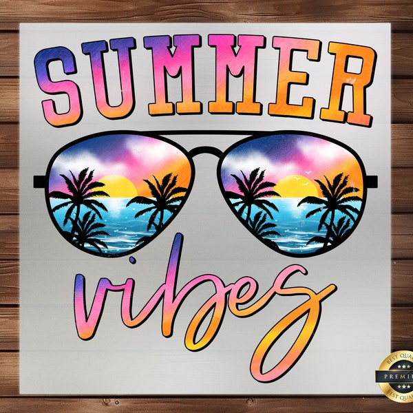 Summer Vibes Sunglasses DTF Transfer, Stylish Beach Design, Easy Iron-On, Ready To Press, Detailed Fabric Art, Unique DIY Design