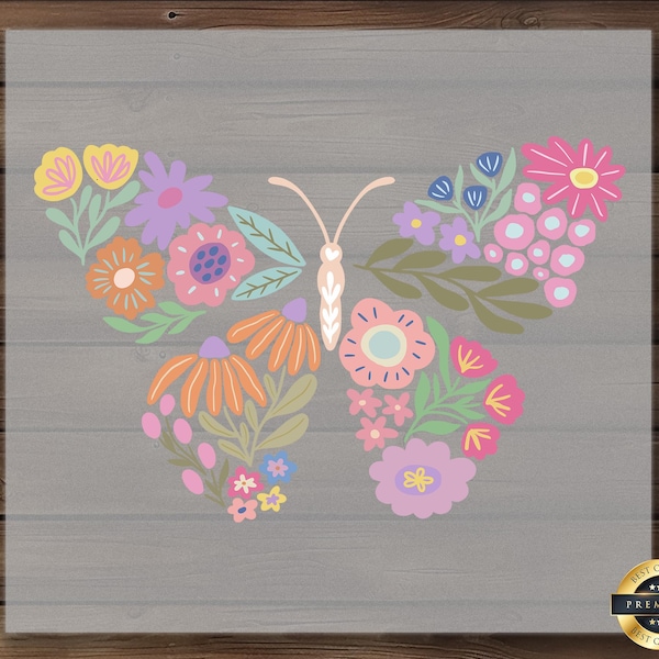 Floral Butterfly DTF Transfer: Colorful DIY Apparel Press