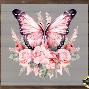 Romantic Pink Butterfly DTF Transfer, Perfect for Floral Shirt Design, Ready to Press for DIY Projects, Feminine Heat Transfer Art