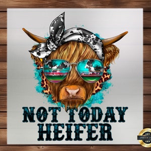 Not Today Heifer DTF Transfer, Western Cowgirl Sass, Ready-to-Press Graphic, Rodeo Graphic, Detailed Fabric Art, Unique DIY Design