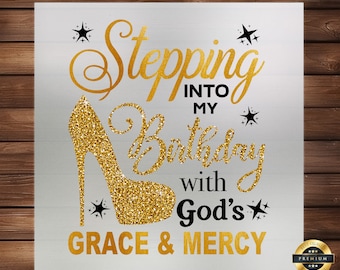 Birthday God's Grace DTF Transfer: Custom Shirt Decal Ready to Press