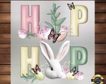 Hip Hop Bunny DTF Transfer - Easter Day  Rabbit Design for Fun DIY Crafts and Holiday Decor