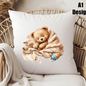 Sleeping Baby Teddy Bears DTF Transfer, 6 Different Adorable Designs, Iron on Decal, Ready to Press, Custom Kids Apparel, DIY Craft Supply
