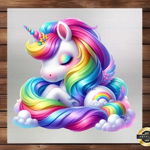 Watercolor Baby Unicorn Clipart: Whimsical DTF Transfer