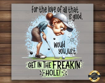 Funny Golf Lady DTF Transfer: Humorous Iron-On Design