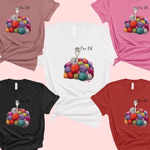 Overwhelmed Knitter DTF Transfer: Funny Yarn Lover Shirt image 5