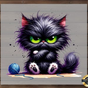 Grumpy Cat DTF Transfer, Cute Angry Black Kitten Print, Funny Pet Shirt, Ready to Press, DIY Heat Transfer, Moody Cat Art, Cat Lover Gift