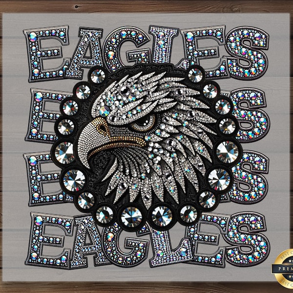 Transferencia de Eagles DTF: Mascota feroz, diseño de camiseta con espíritu deportivo.