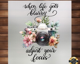 Camera and Floral DTF Transfer: Photographic Elegance