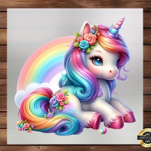 Watercolor Baby Unicorn Clipart: DTF Transfer, Children&#39;s Apparel