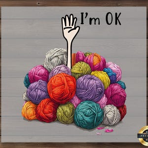 Overwhelmed Knitter DTF Transfer: Funny Yarn Lover Shirt image 1