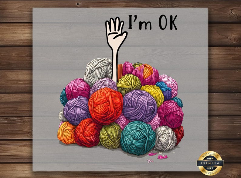 Overwhelmed Knitter DTF Transfer: Funny Yarn Lover Shirt image 1