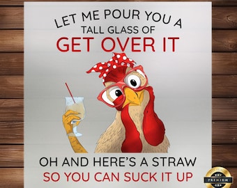 Funny Chicken Western DTF Transfer: Humorous Rustic Design