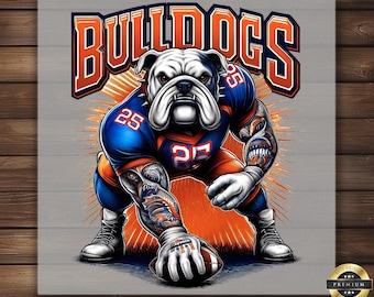 Bulldogs Football DTF Transfer: Bold Mascot Iron-On Decal