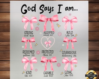 God Says I Am DTF Transfer: Coquette Bohemian Faith Print