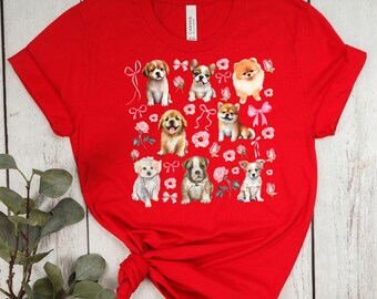 CHOCOOLATE★Letter Puppy Heat Transfer Cotton T-shirt CE7 Coquette Puppy DTF Transfer, Adorable Pup Design, High