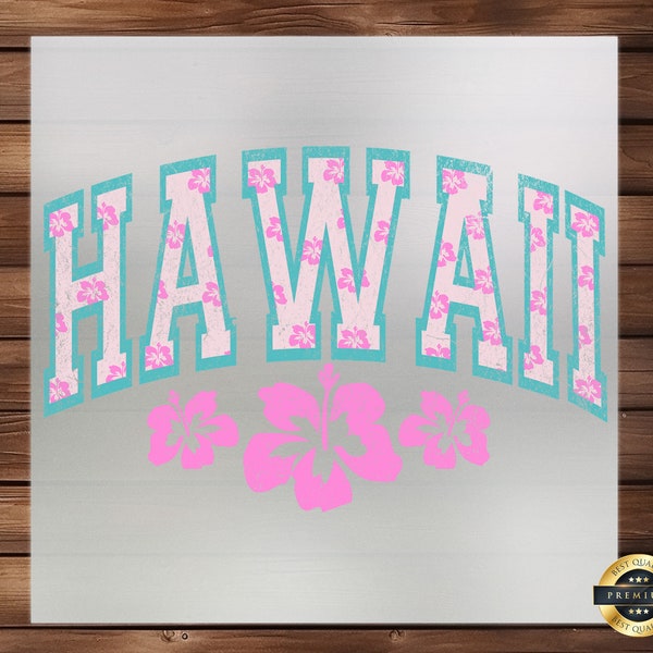 Hawaii Aloha Retro Summer DTF Transfer, Vintage Design for Apparel, Perfect for T-Shirts, Tank Tops, Tropical Escapes, Ready to Press