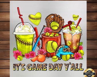 Softball Coffee Cups DTF Transfer: Gameday Design