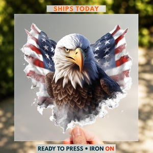Bald Eagle DTF Transfer, American Flag Shirt Design