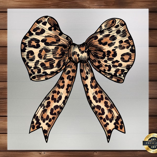 Leopard Bow DTF Transfer, Stylish Animal Print Design, Easy Heat Press Application, Perfect for Fashionistas and Trendsetters, Ready Press